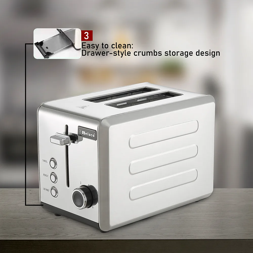 Belaco 2-Slice Toaster - Full Slices of Bread - Image 3