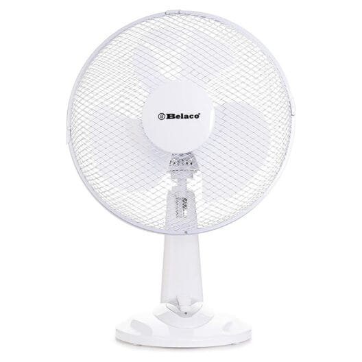 Belaco 12 Inch White Table Desk Fan