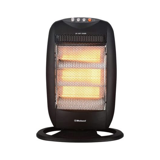 Belaco Halogen electric Heater portable heater with 3 Heat Settings 1200W 90 Degree Oscillation Compact – Black